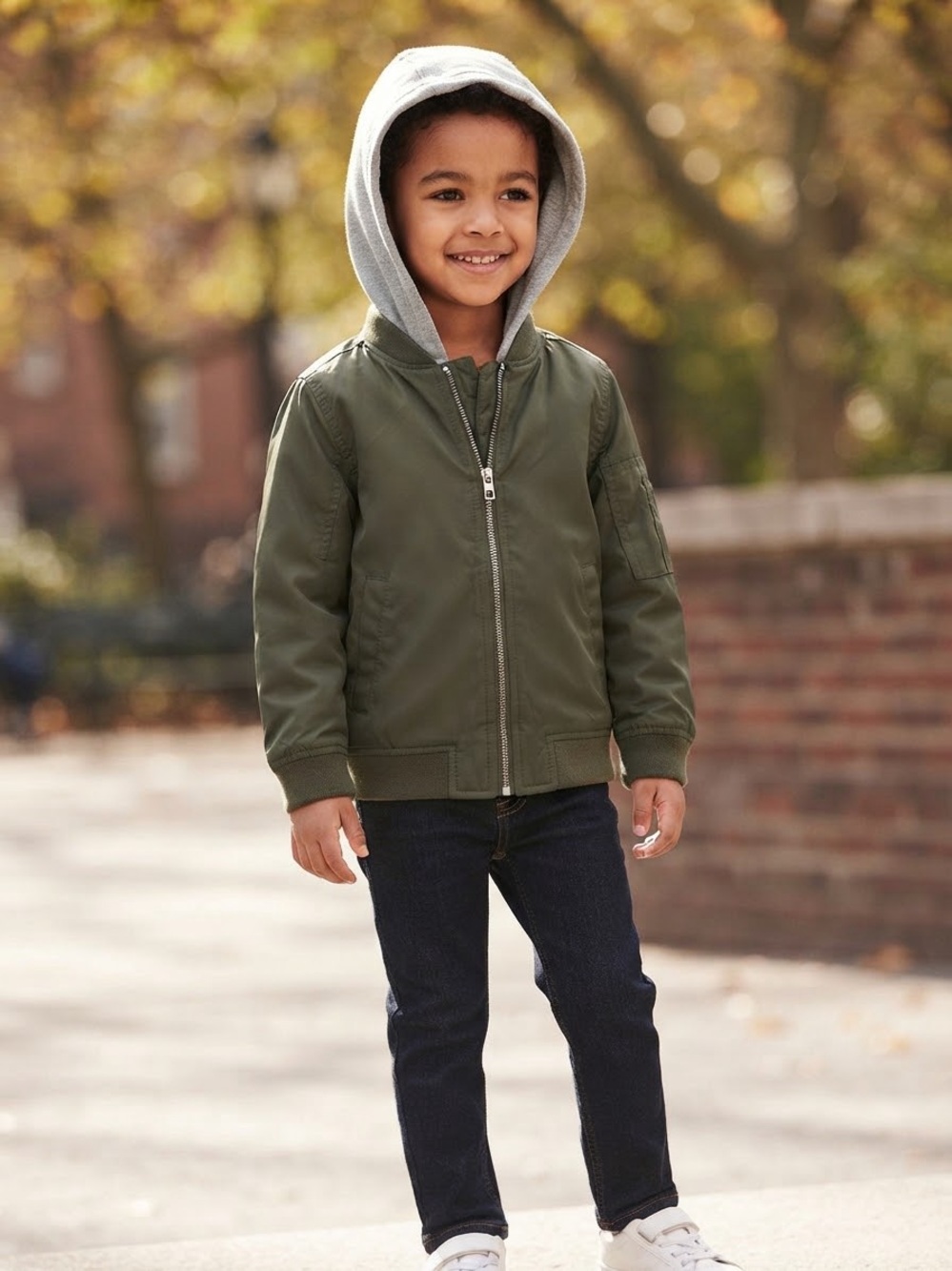 H&M Kids Olive Gray Puffer Bomber Jacket